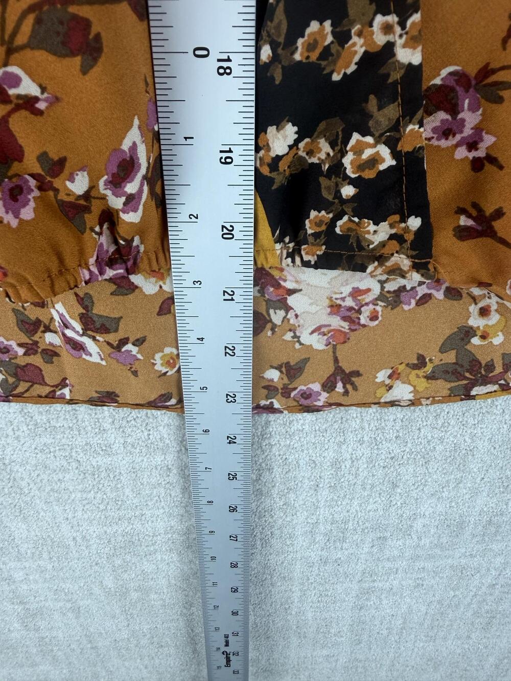 ZAC & RACHEL Blouse Womens PL Brown Floral Kimono 3/4 Sleeve Sheer Chiffon - Picture 9 of 11